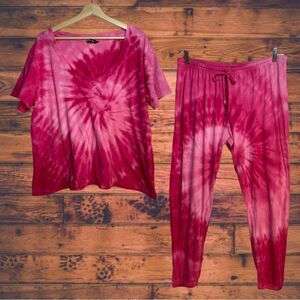 Just Love Pink Tie Dye Pajama Set XL